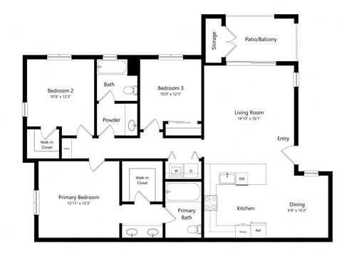 3 Bed 2 Bath 1,315 Sq. Ft. Floor Plan at Lakeview 88, California, 91977